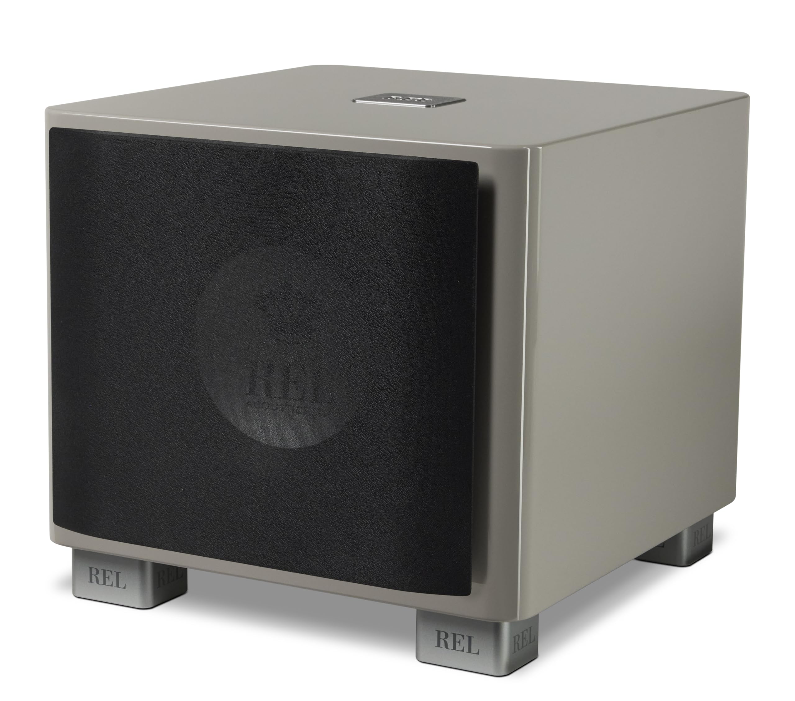 REL T/9x 10-Inch Powered Subwoofer – Sealed Design with Class AB Amplifier, RCA Inputs, and Deep Bass for HiFi Stereo Systems, Home Theater, and Surround Sound – High Gloss Grey Finish