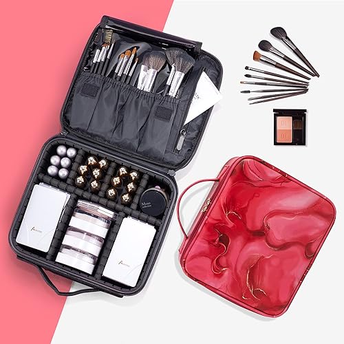 Miniatura 2 de Estuche organizador de maquillaje de viaje, organizador de cosméticos, almacenamiento de herramientas de maquillaje con compartimentos ajustables