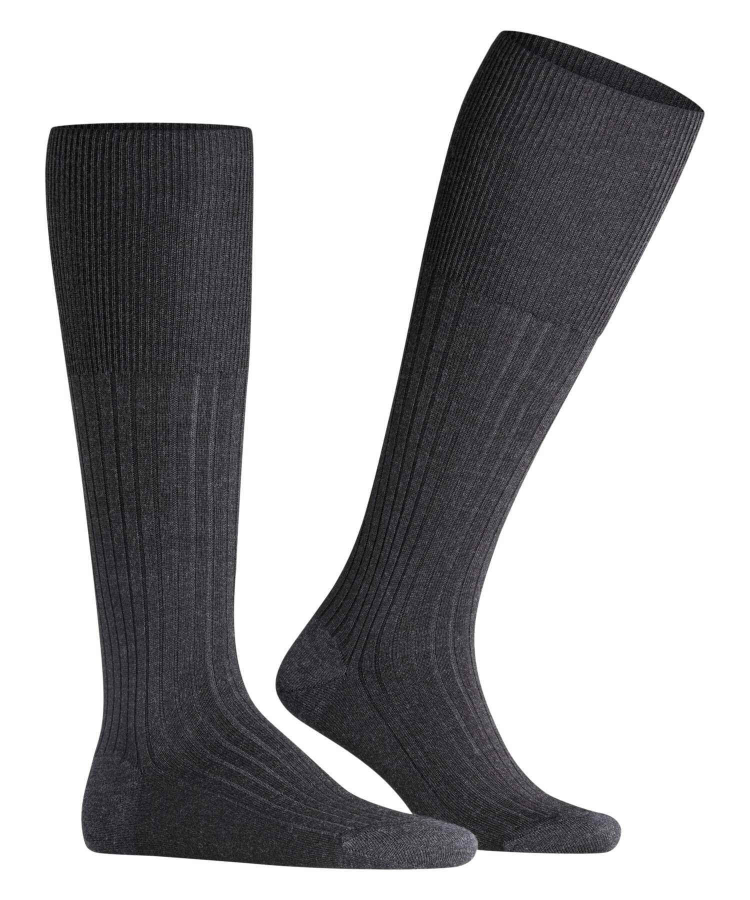 FALKE Mężczyźni Podkolanówki Bristol Pure M Kh Wełna długie jednokolorowe 1 Para, Szary Anthracite Melange 3080, 41-42