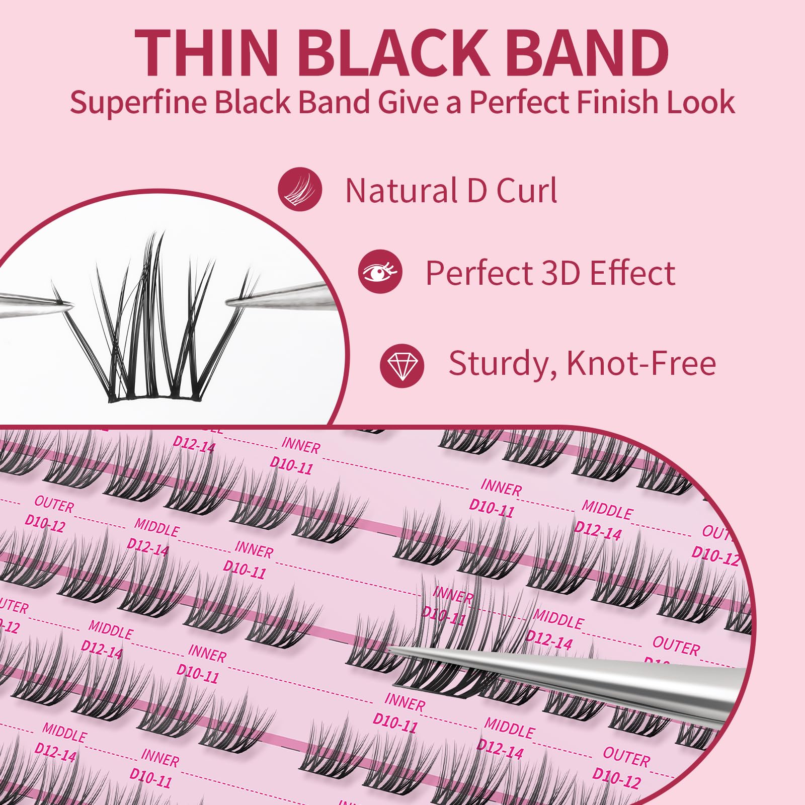 Mlen Diary Lash Clusters, 120 Pcs 10-12mm D Curl Individual Lashes, DIY Eyelash Extenisons Kit - Image 4
