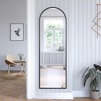 HBCY Creations Black Arched Full Length Mirror with Sleek Metal Frame - 65x22 Minimalist Design for Bedroom Decor, Perfect Mirror Full Length for Entryway or Dining Room