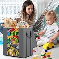 Vista 4 de Fixwal Bolsas de almacenamiento extra grandes para mantas de 120 L, bolsas de almacenamiento de edredón con asas reforzadas, contenedores de Gris