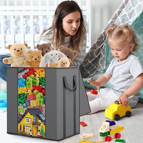 Miniatura 4 de Fixwal Bolsas de almacenamiento extra grandes para mantas de 120 L, bolsas de almacenamiento de edredón con asas reforzadas, contenedores de