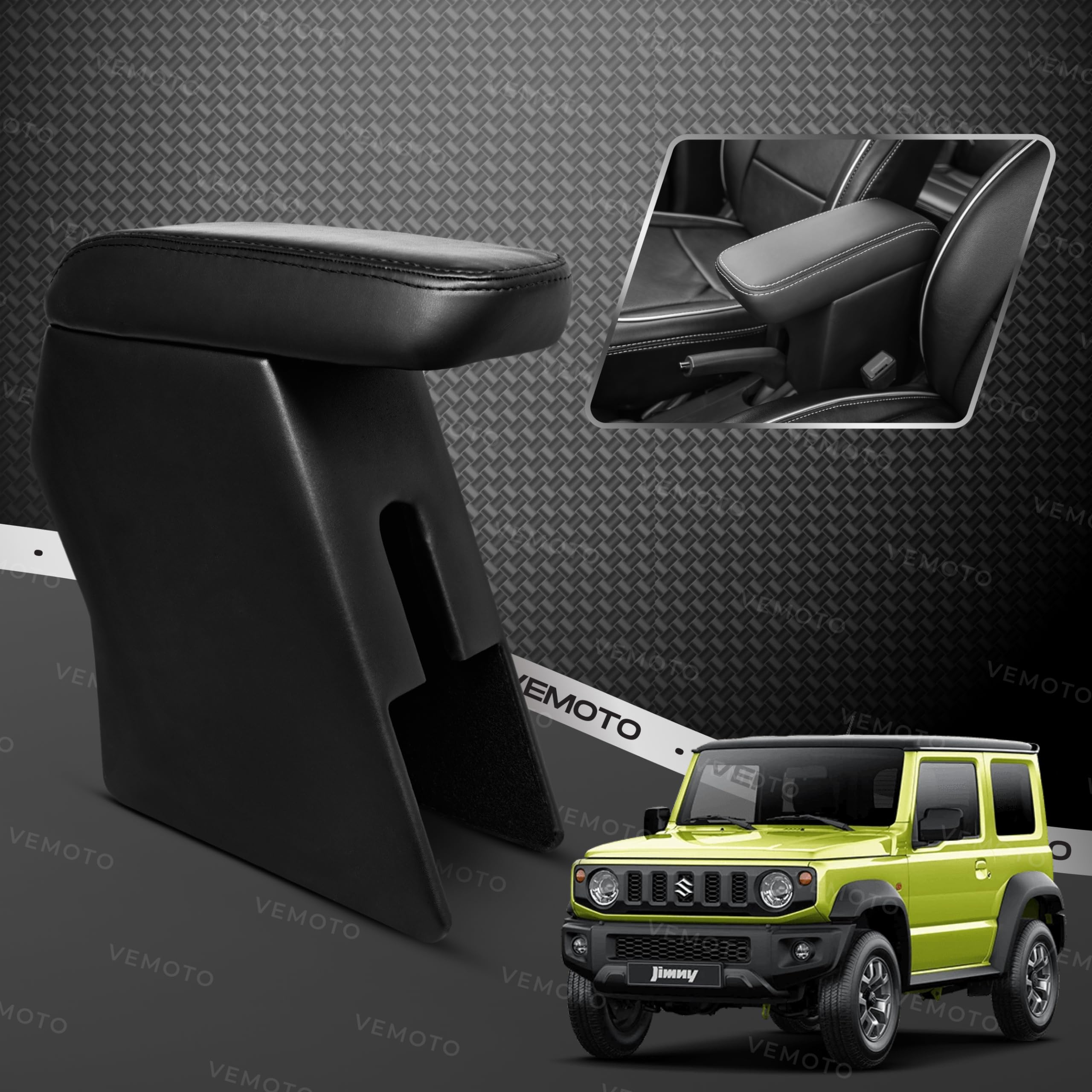 VEMOTO™ 2.0 High-End Car Center Armrest with Storage Compartment and Ultimate Comfort for Maruti Suzuki Jimny (Black)-image-22