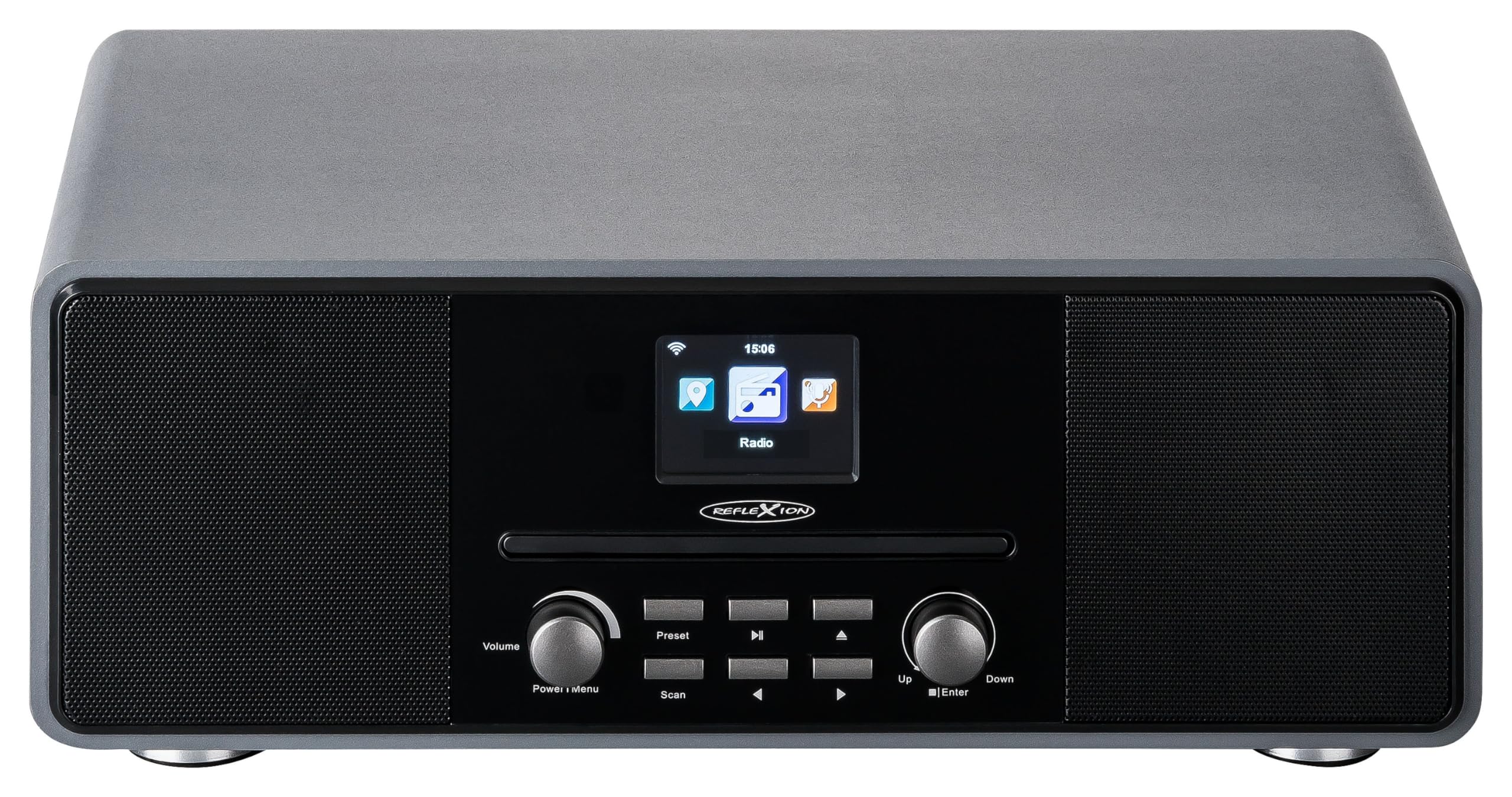 Reflexion HRA19DAB/GR Design DAB+ Radio (2x80Watt) 2,4" TFT Farbdisplay, Uhrenanzeige mit Alarm-Funktion, Bluetooth