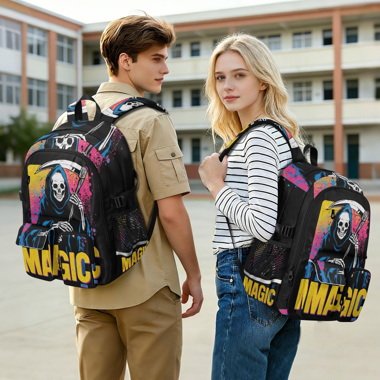 Plecak na laptopa z lat 80. Ponury Żniwiarz dla kobiet z lat 80. Ponury Żniwiarz College School Bookbag 44.5 cm plecaki studenckie bagaż plecak