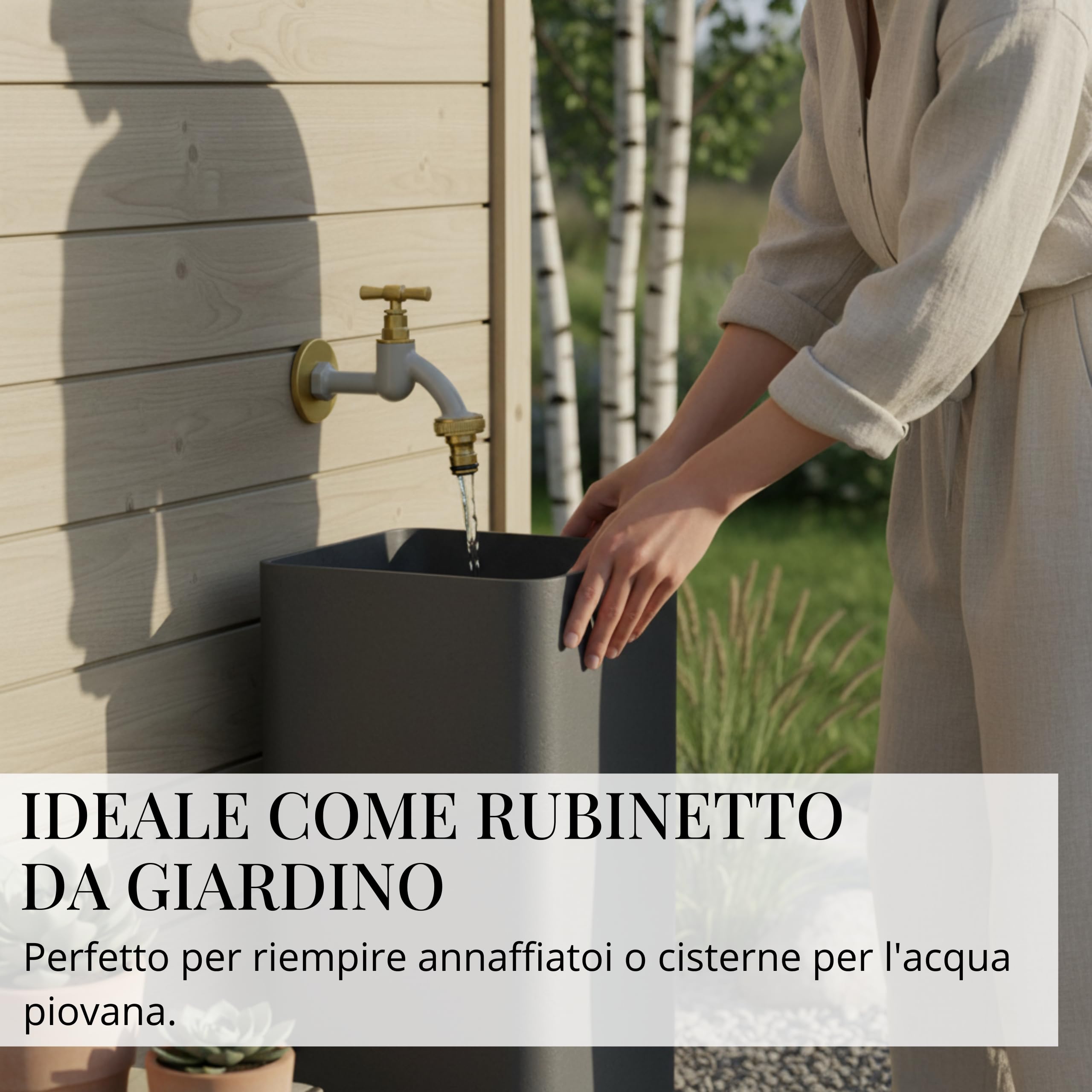LIVLIG - Rubinetto da giardino Greige, rubinetto per esterni in ottone