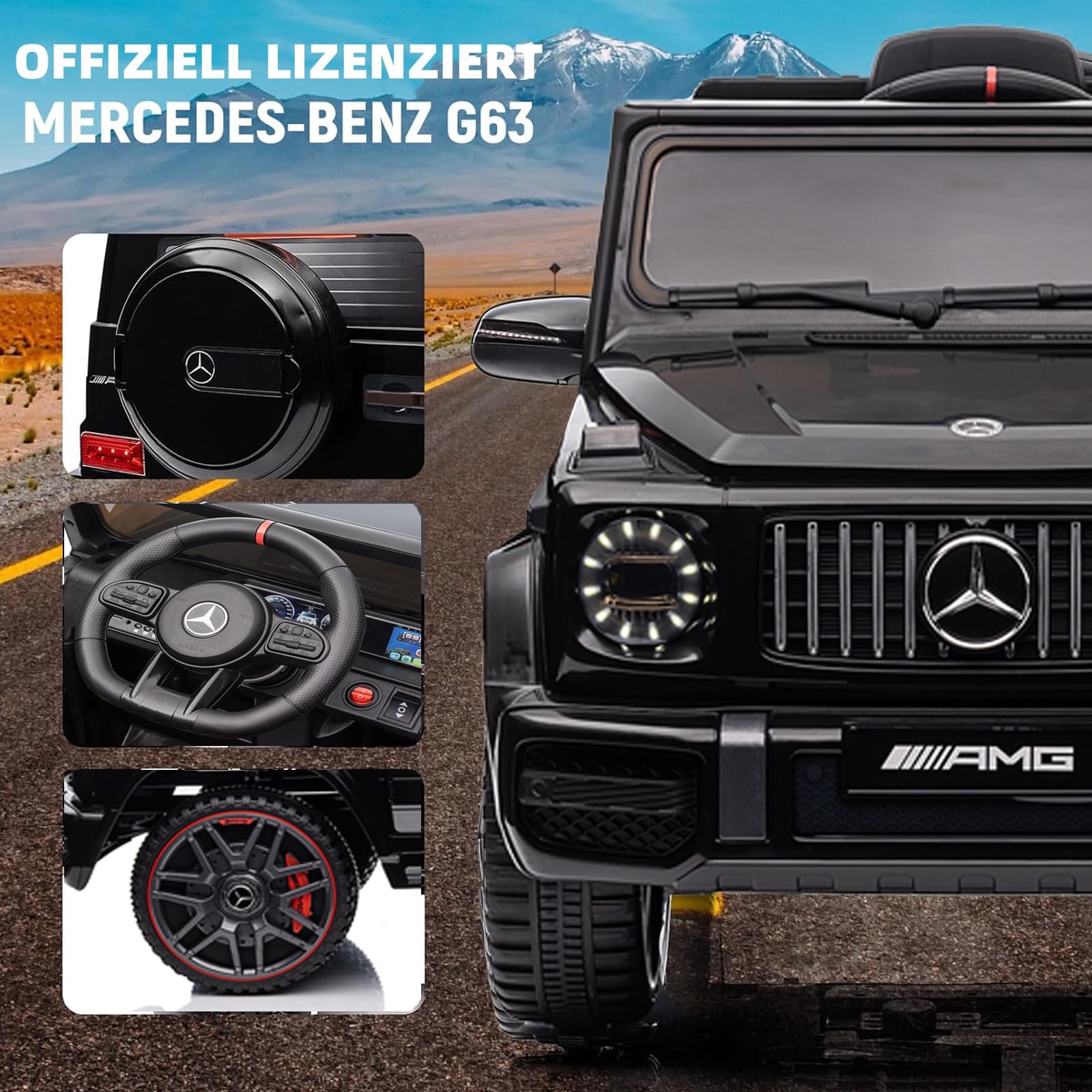 LEADZM Kinder Elektroauto Mercedes G63 AMG,12 V,Elektrische Elektroauto für Kinder Kinderauto Kinderfahrzeug mit Fernbedienung