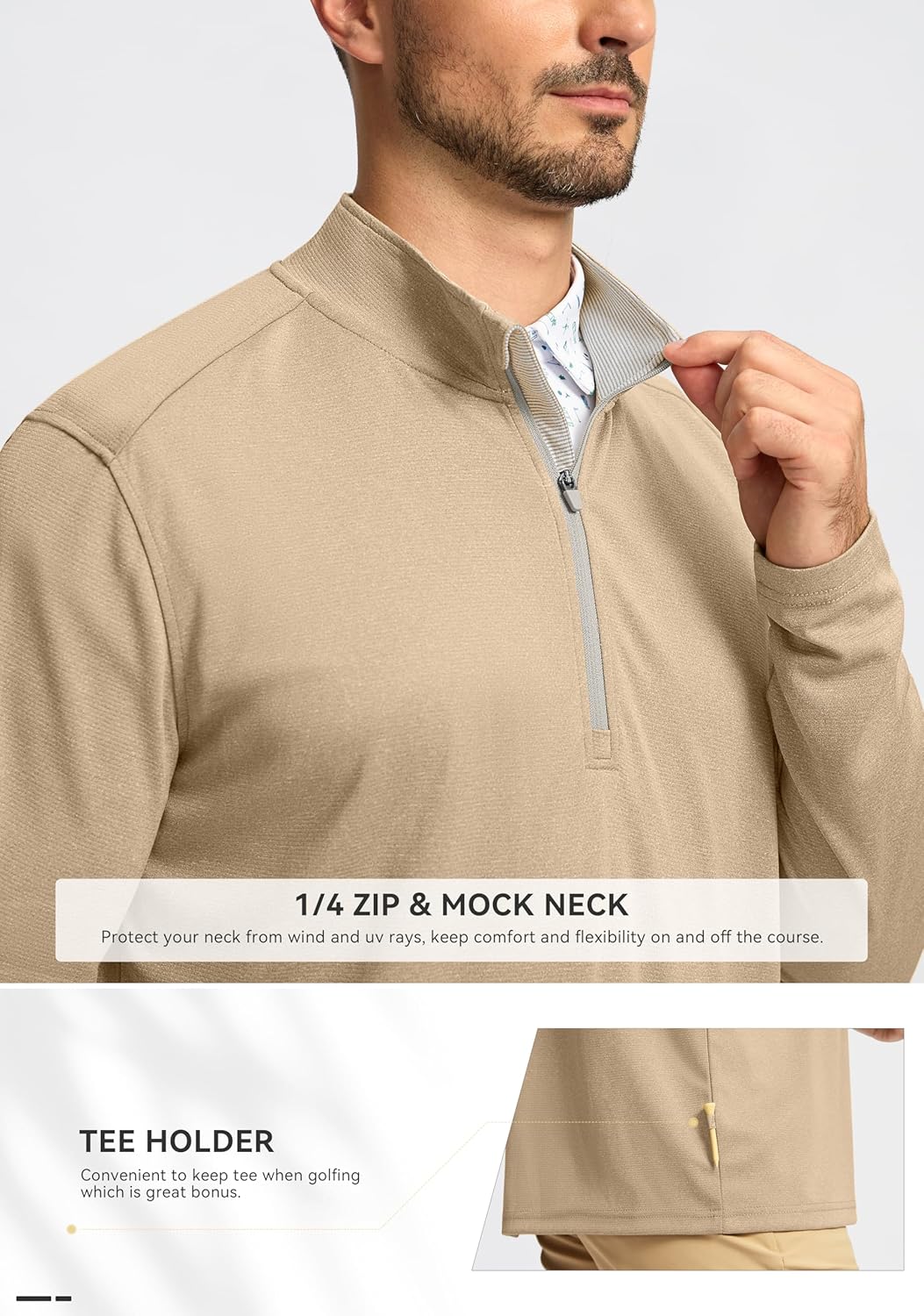 Obla Golf Quarter Zip Pullover for Men Mock Neck Sweatshirt Lightweight Sun Protection Men's Long Sleeve Golf Shirt - Image 4