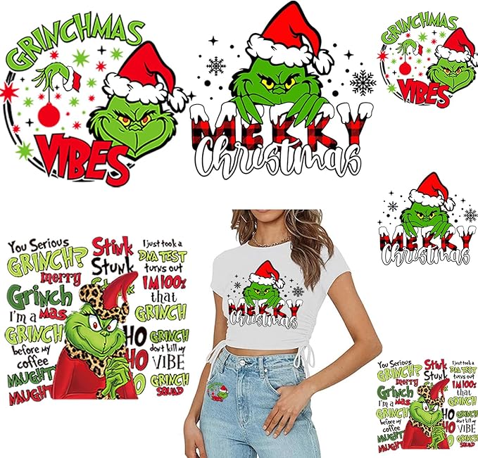 Christmas Iron On Transfers Grinch Iron on Patches 6 Pcs