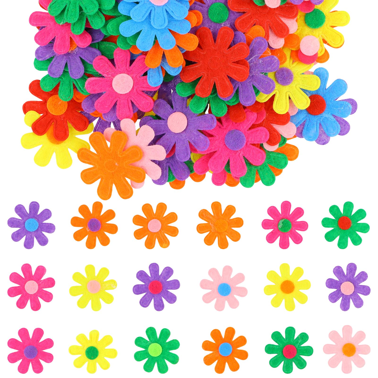 400 Fleurs En Feutre Multicolores – Autocollants Décoratifs Pour Scrapbooking, Cartes, DIY, 2,8 Cm De Diamètre
