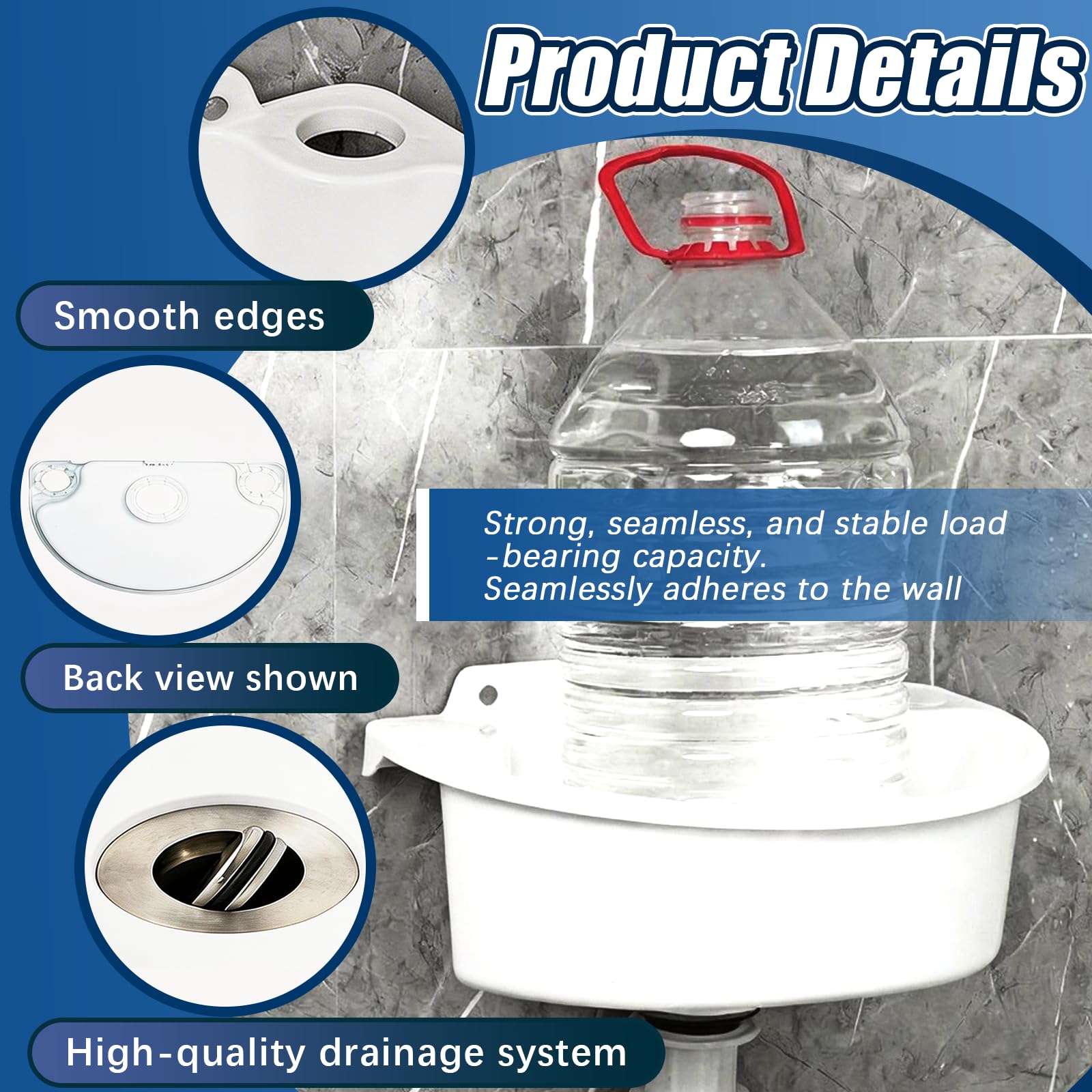 éVier Utilitaire En Plastique, Lavabo Mural Semi-Circulaire Pour Camping Avec Tuyau D'éVacuation De 75cm Gain De Place Pour Salles De Bain Wc InvitéS Jardins Camping Et Chantiers 29,5x21x10,5 Cm