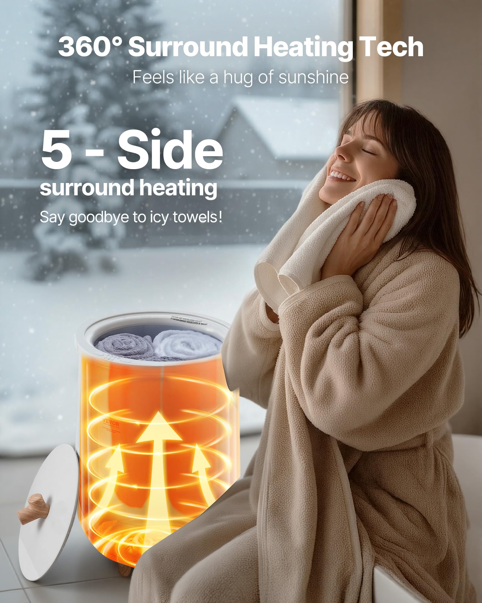 VEVOR Handtuchwärmer Eimer Wärmegerät 20 L mit LED-Licht & automatische Abschaltung & Temperatureinstellung, Towel Warmer für Spa Badezimmer Waschküche Grau, zum Erwärmen von Handtüchern