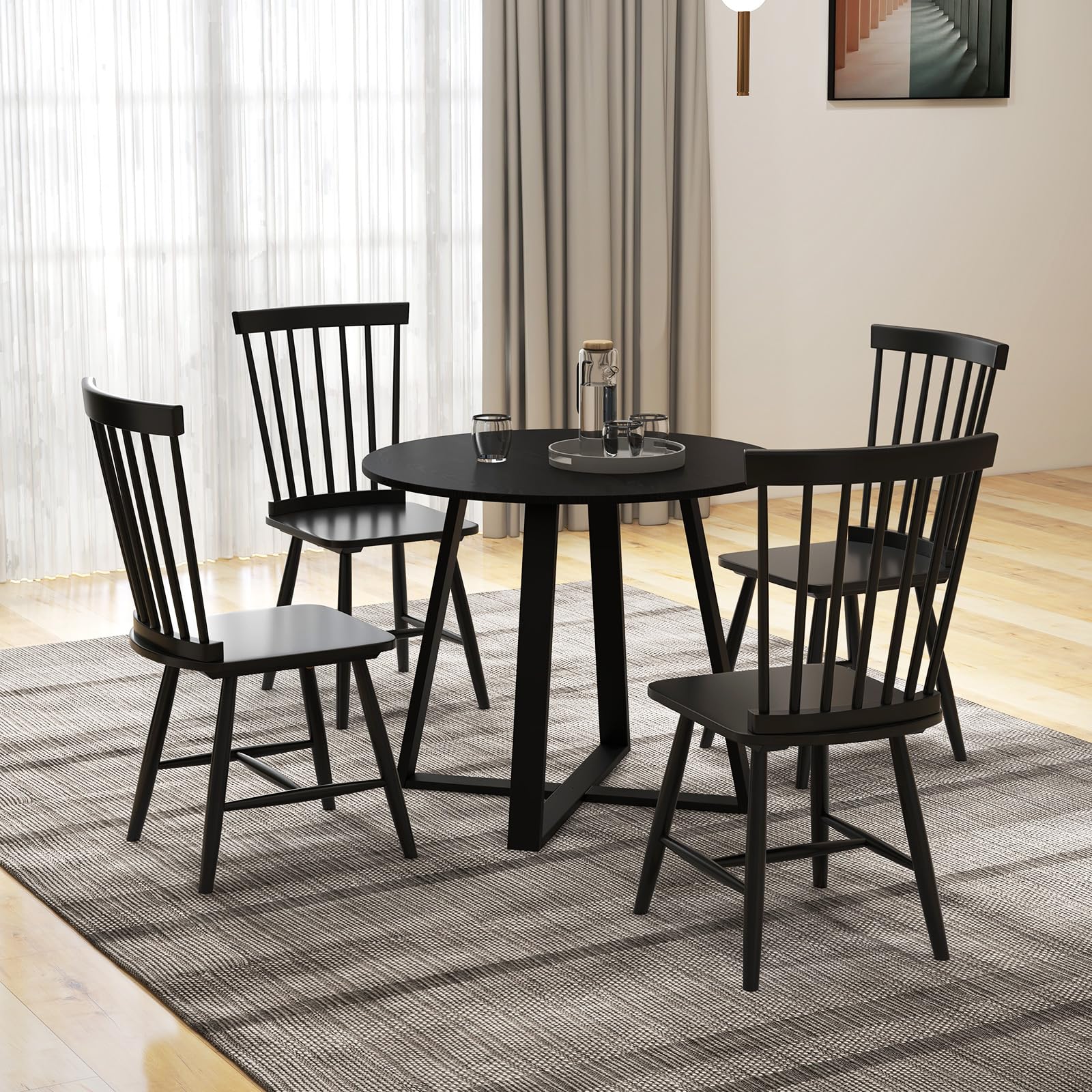 Amazon.com: COSTWAY Windsor Dining Chair Set of 2, Kitchen Side