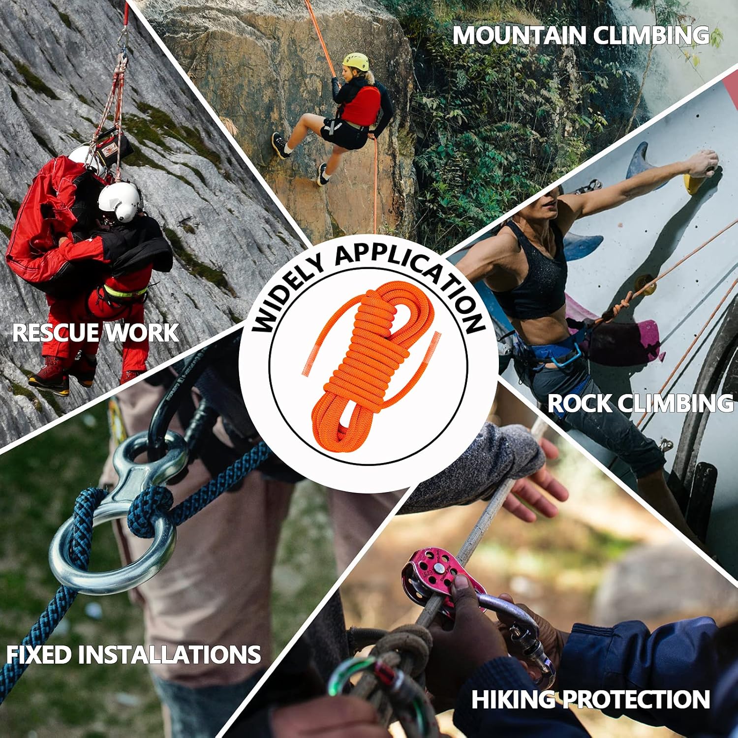 AOLEBA 10.5 mm Static Climbing Rope 10M(32ft) 20M(64ft) 30M(96ft) Outdoor Rock Climbing Rope, Escape Rope Ice Climbing Equipment Fire Rescue Parachute Rope : Sports & Outdoors