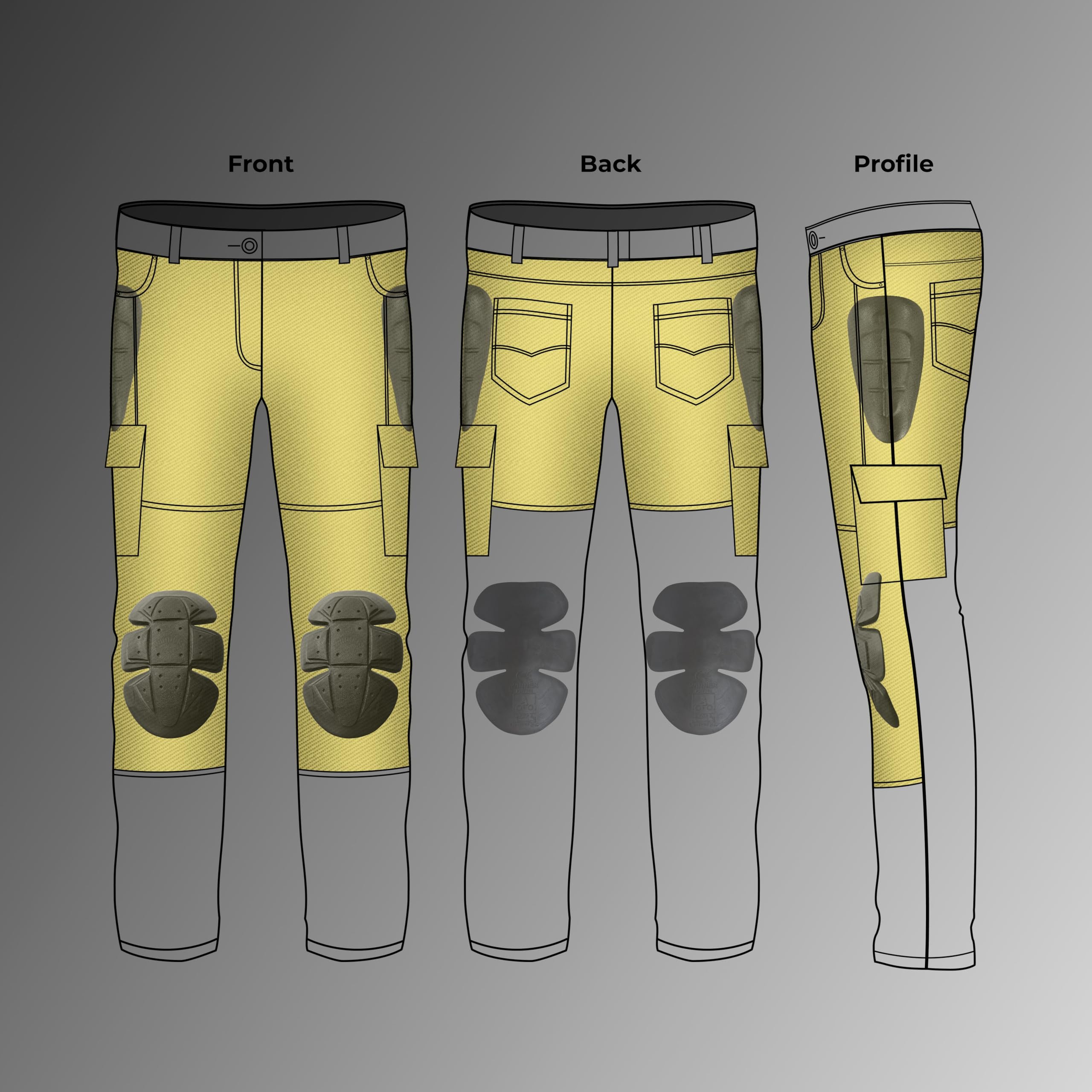 GREAT BIKERS GEAR - Pantalon de moto avec doublure de protection en aramide et genouillère pour homme