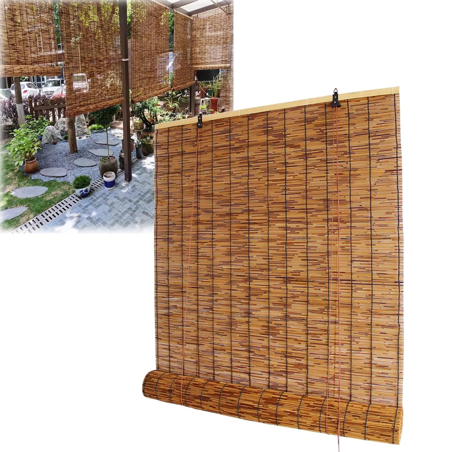 Stores Enrouleurs en Bambou Vintage, Résistants Aux UV, Imperméables, Enroulables, Stores De Fenêtre, Rideaux pour Porche Intérieur/extérieur, Stores D'extérieur en Bambou (Size : 140x140cm)
