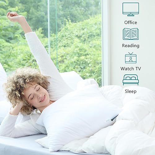 Miniatura 3 de KAKABELL Relleno de almohadas de 16 x 16 pulgadas, relleno de almohadas (paquete de 2, blanco), funda 100% algodón, fundas de plumón alternativo