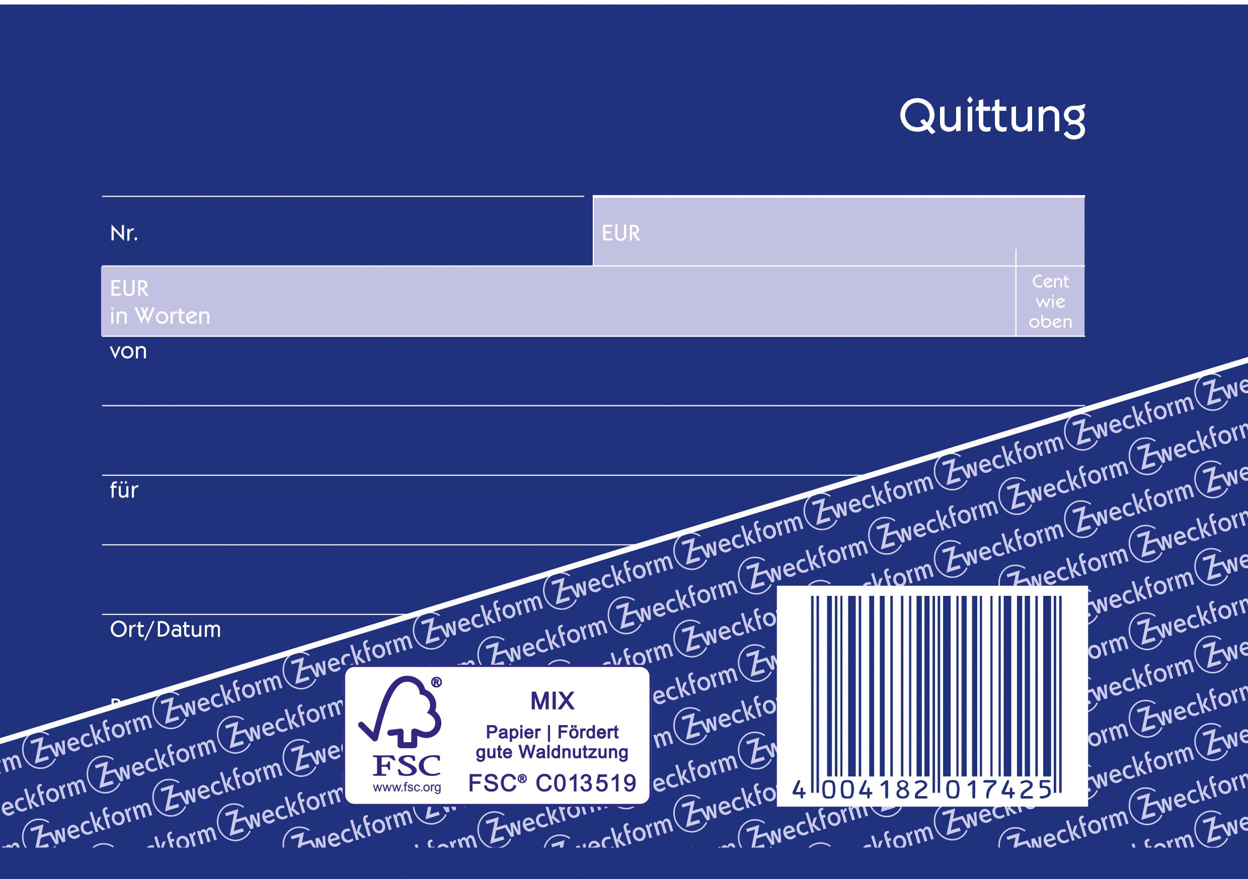 AVERY Zweckform 1742-10 Quittungsblock Kleinunternehmer (A6 quer, 2x40 Blatt mit Durchschlag, fälschungssicher, ohne MwSt. für DE/AT, nach Kleinunternehmerregelung) 10er-Pack, weiß/gelb