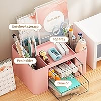 Vista 3 de Marbrasse Organizador de bolígrafos con 2 cajones + soporte de malla para bolígrafos con cajón