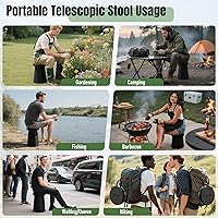 Vista 7 de Upgraded Foldable Stool Thickened Set of 2, Portable Collapsible Stool Retractable Stool, Foldable Portable Collapsible Chair for Fishing, Hiking