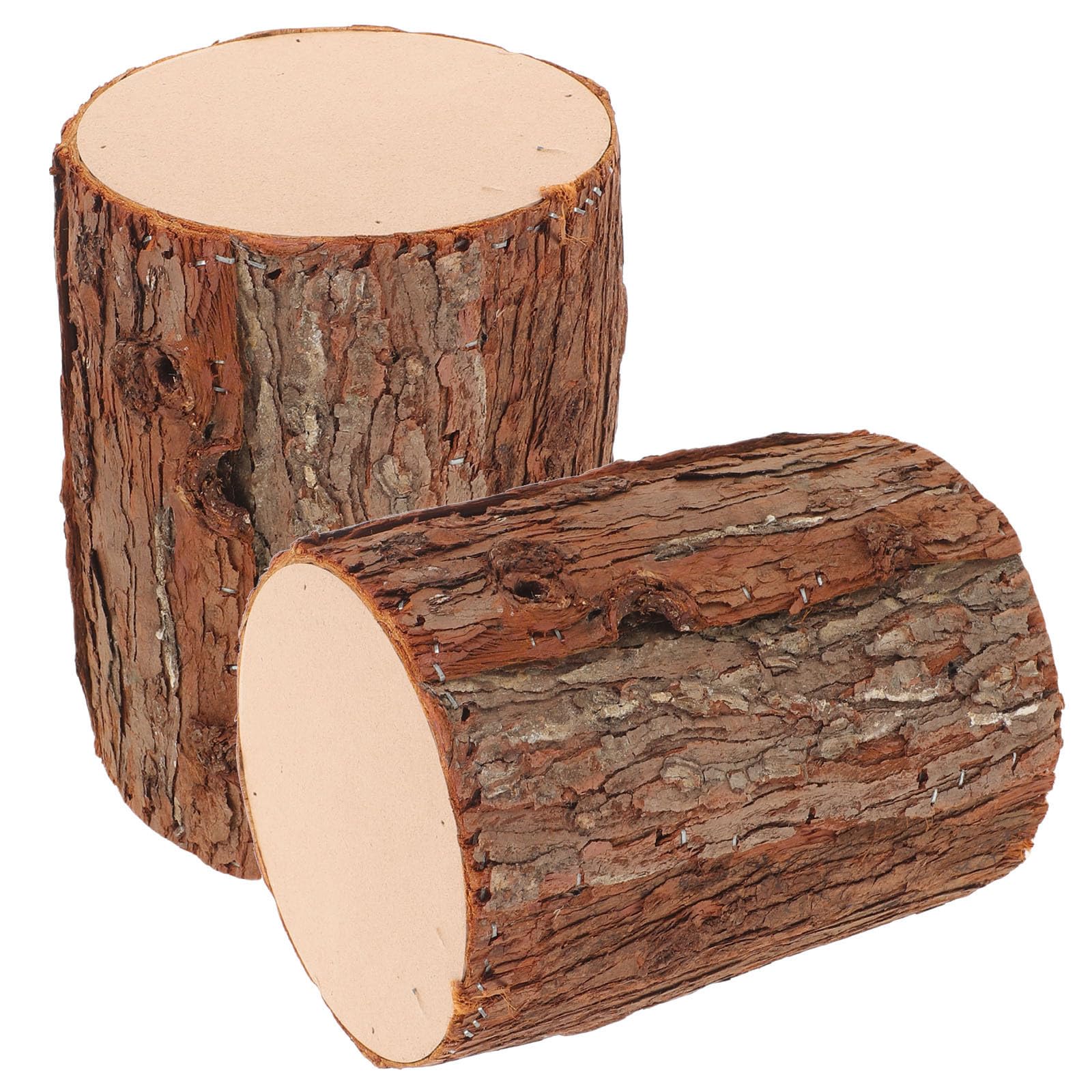 2 Stück Rustikale Holzstumpf Deko 20, 0x15, 0cm mit Rindenstruktur | Lifesize Optik, für Farmhouse Deko und Schaufenster, 7, 87 Zoll Höhe, als Podest für Pflanzen