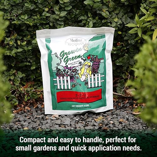 Miniatura 3 de Medina Growin Green Fertilizante granular orgánico  Bolsa de 5 libras  Potenciador de suelo rico en nutrientes 3-2-3 gránulos para jardines