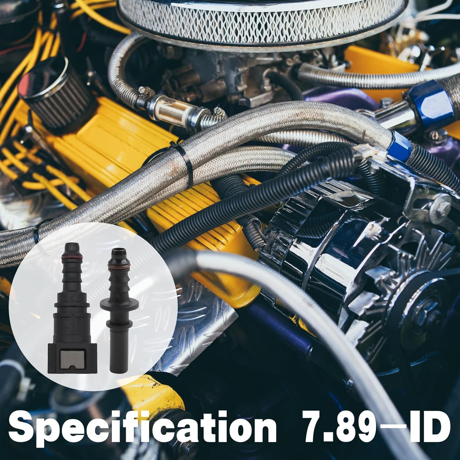 2 Set 7,89 mm a 8 mm Dritto Auto Carburante Flessibile Rapido Rilascio Connettore, Raccordo Rapido Tubo Benzina, Kit Connettore Accoppiatore a Sgancio Rapido per Tubo Flessibile