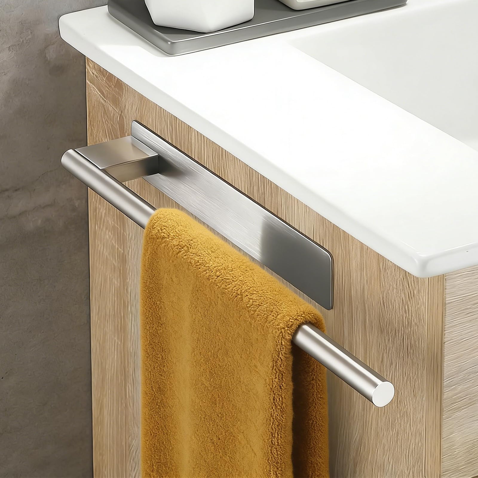 Drill-Free Bathroom Towel Racks 304+ Stainless Steel Adhesive 2PCS | Adhesive Towel Bar 39 cm Towel Hanger Bathroom Wall + 2 Adhesive Wall Towel Holder for Bathroom and Kitchen