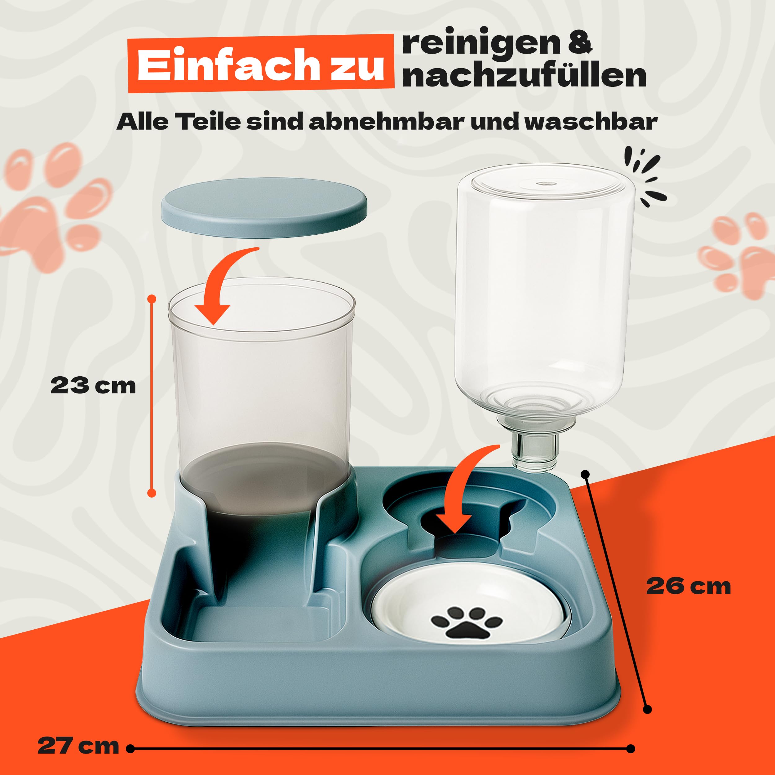 Dispensador automático de comida y agua para gatos y perros – 2 en 1 comedero sin electricidad – Sin BPA, sistema de gravedad, gran capacidad, fácil de limpiar, ideal para viajeros