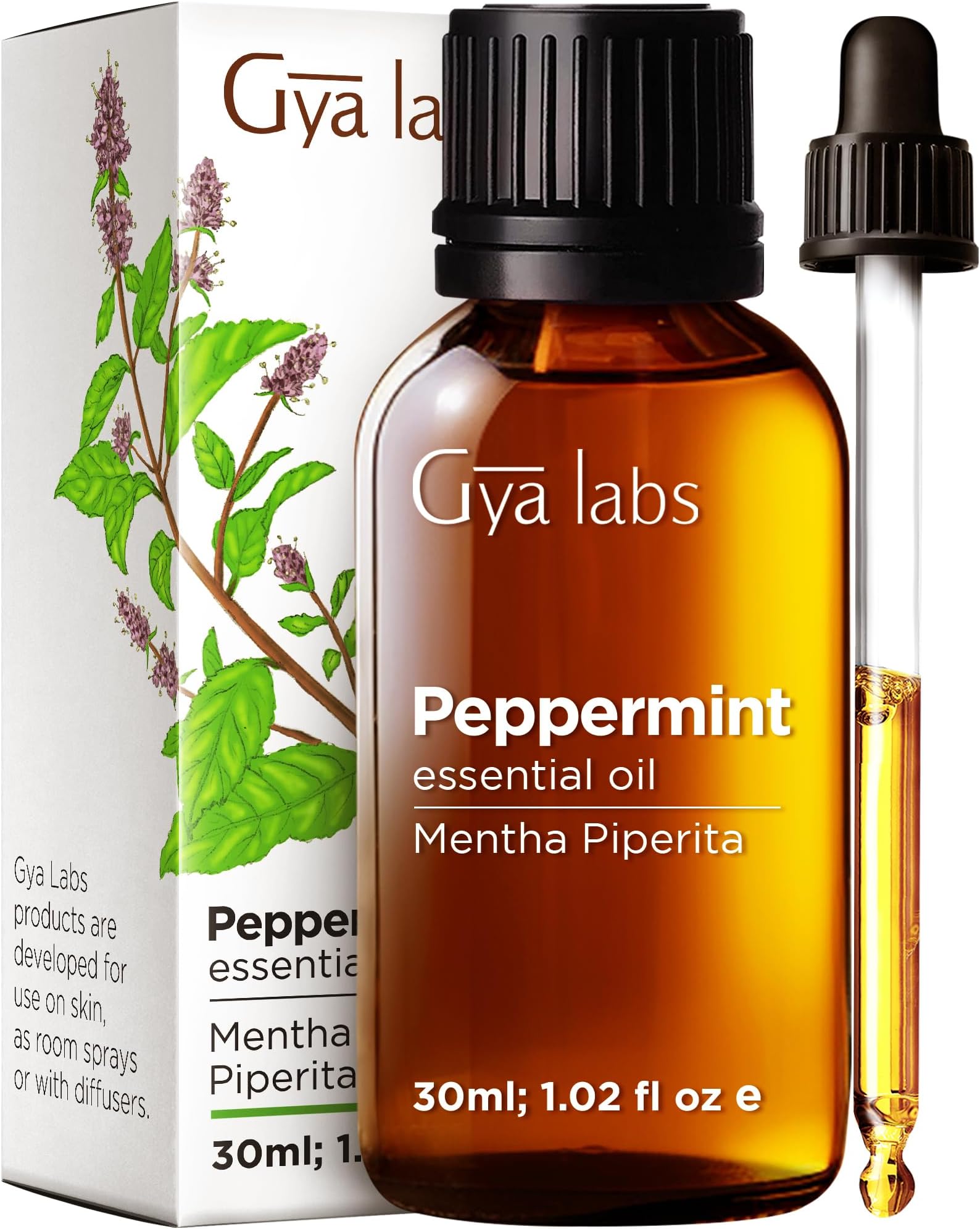 Gya Labs Peppermint Oil for Healthy Hair - Mint Essential Oils - Natural Peppermint Essential Oil for Diffuser, Skin & Hair (30ml)