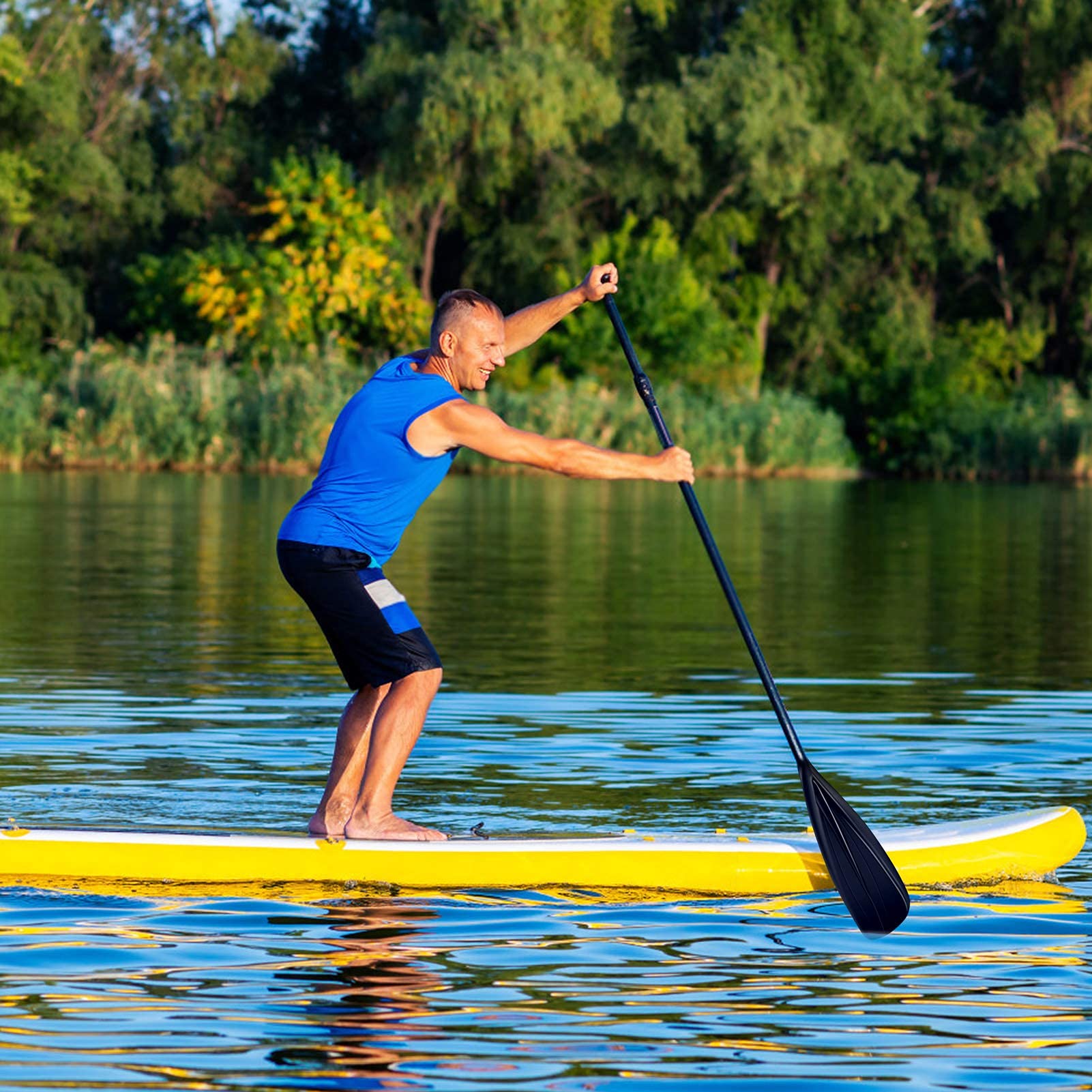 Ejoyous Pagaie Nautique Paddle Paddle Longueur réglable, Robuste en Alliage d'aluminium Kayak Paddle Planche de Surf Paddle pour Kayak Surf Gonflables 163-215cm