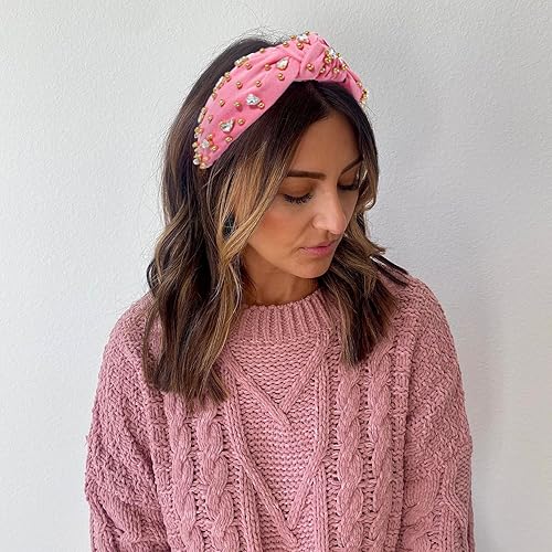 Vista 14 de Diademas anudadas de cristal para mujer, diademas brillantes con diamantes de imitación, cuentas doradas anchas adornadas, accesorios para el Negro