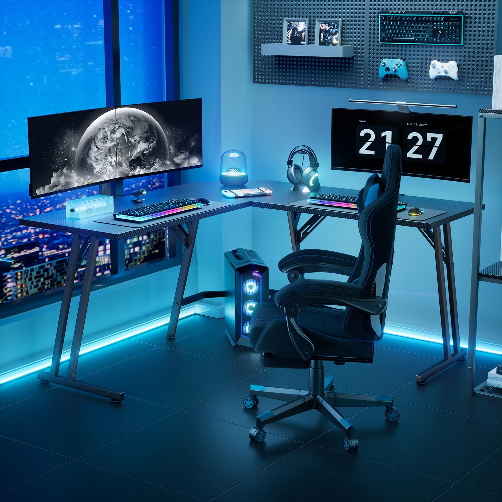 Amazon.co.jp: HLFURNITURE ゲーミングデスク L字デスク 「メーカー2年 