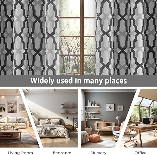 Miniatura 6 de DriftAway Mason - Cortinas térmicas opacas con ojales, patrón geométrico enrejado, 2 paneles cada uno, 52 x 84 pulgadas, color gris