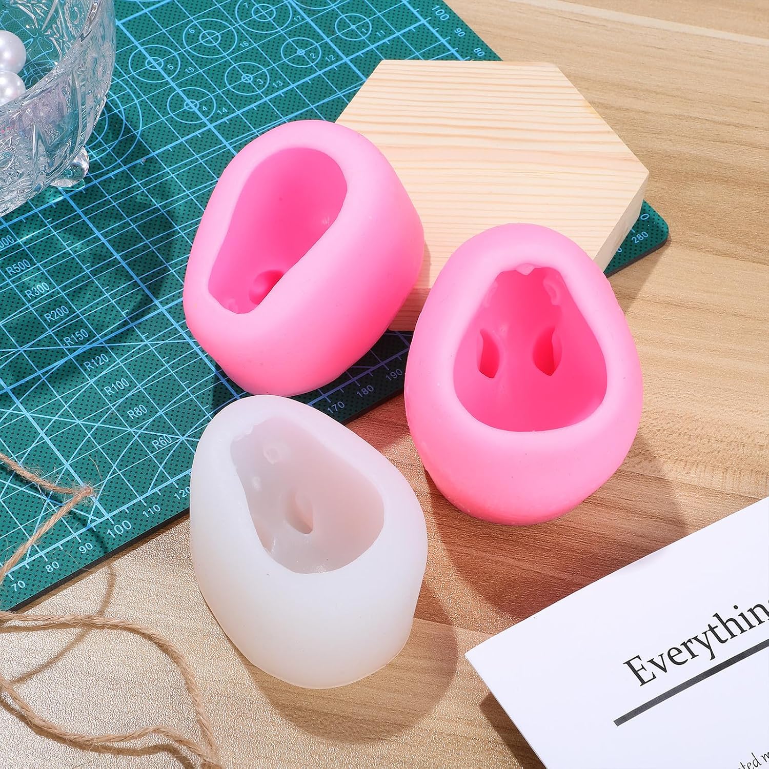 3 Pcs Rabbit Silicone Molds for Baking 3d Fondant Cake Decorating Moulds Bunny Chocolate Mold Set Small Pink, Small White, Medium Pink for Home Bakery