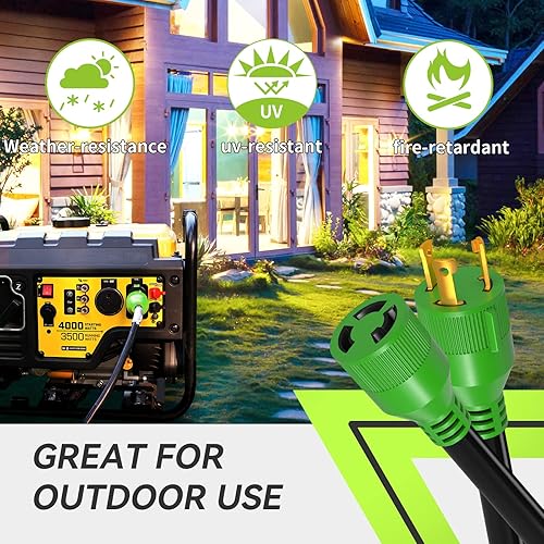 Miniatura 5 de RVMATE Cable de extensión para generador de 3 clavijas y 30 amperios, 20 pies, NEMA L5-30PL5-30R 125V SJTW Jacket