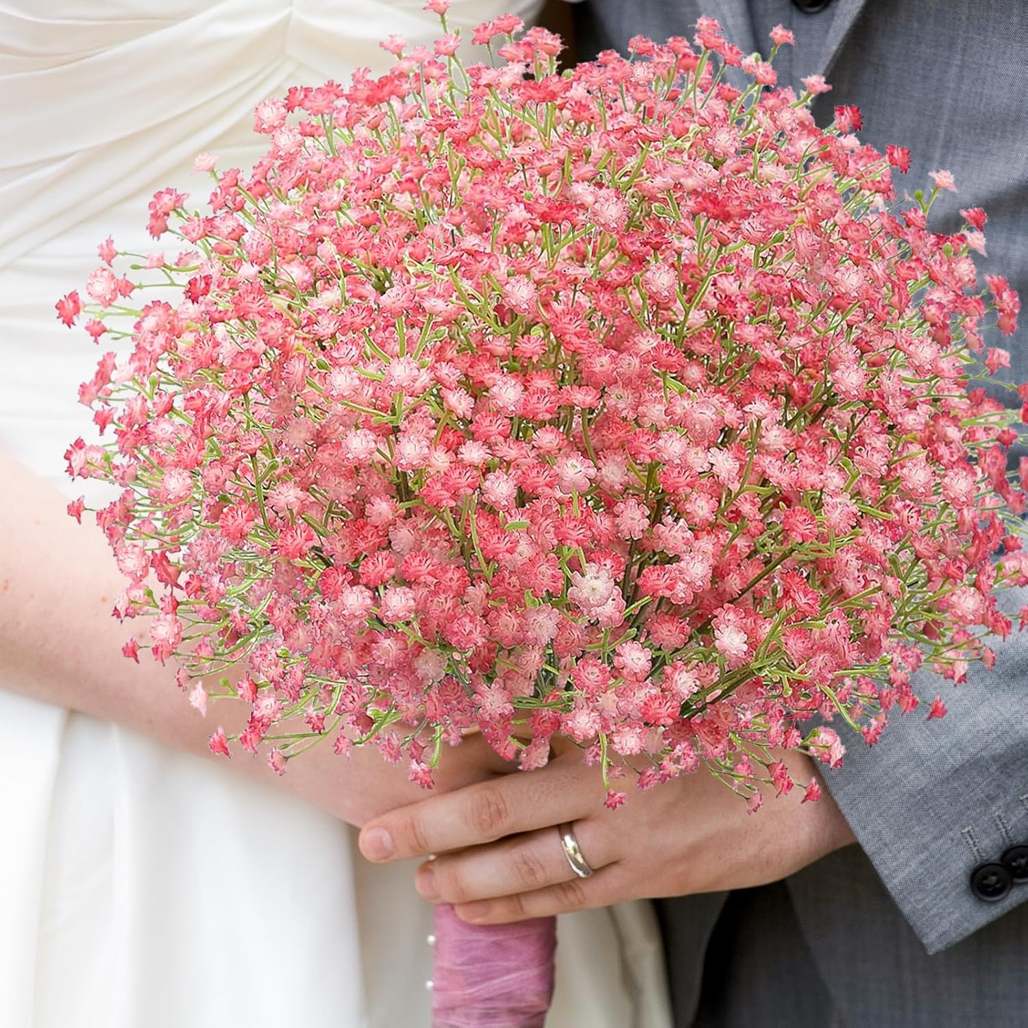 N&T NIETING Babys Breath Artificial Flowers Bulk, 10Pcs Fake Gypsophila Bouquet Flowers Real Touch Faux Babies Breath Arrangement for Wedding Floral Party Home Centerpieces Vase Decoration, Pink - Image 3