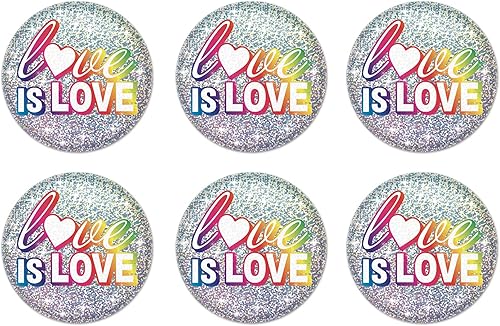 Beistle 6 botones prismáticos LGBTQIA+ Rainbow Pride Love Is Love Pinback
