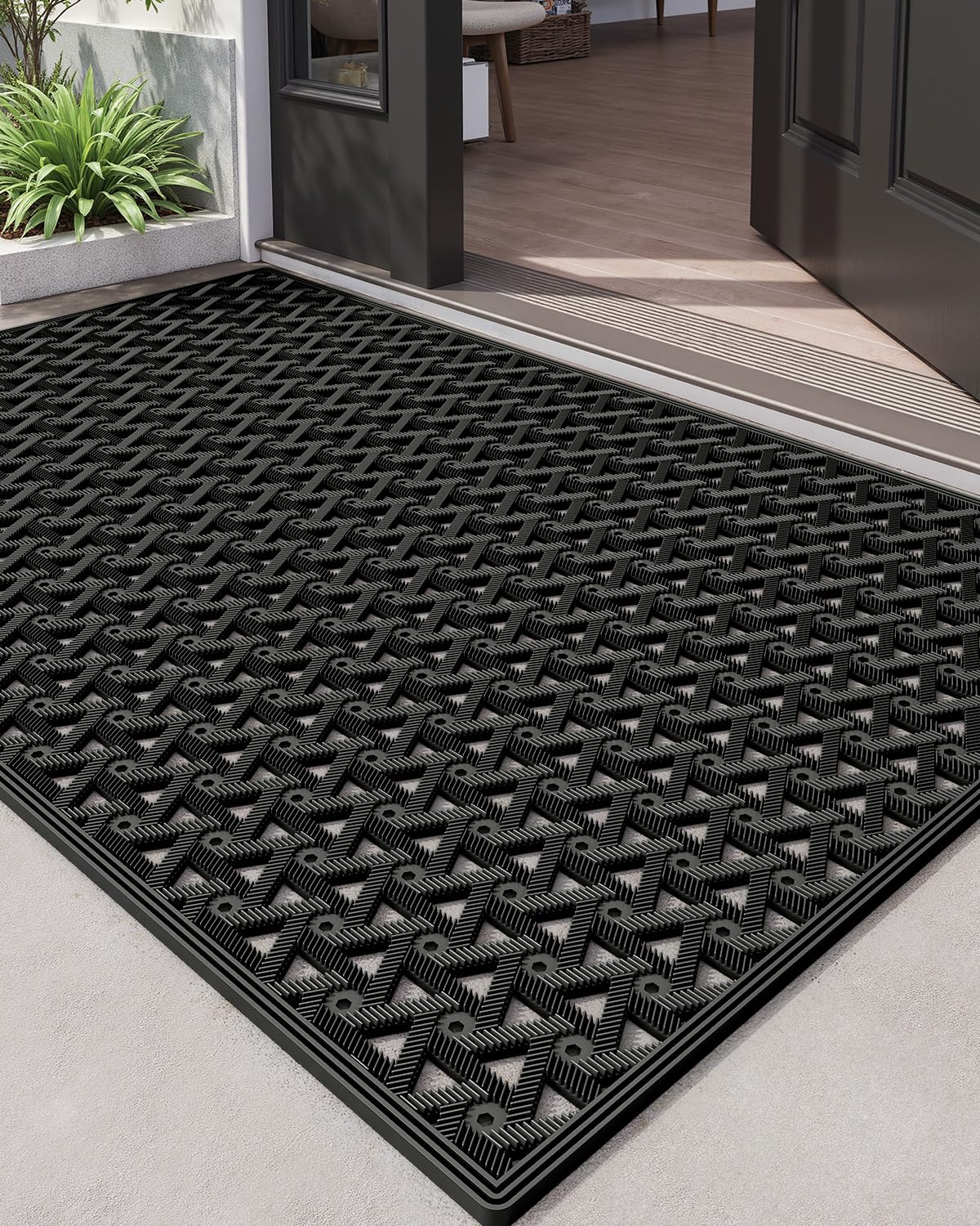 DEXI Fußmatte für den Eingangsbereich, 81,3 x 121,9 cm, Schwarz