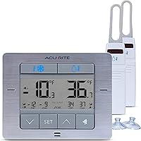 AcuRite 00515M Wireless Fridge Freezer Thermometer with Alarm Max Min Records Premium Stainless Steel