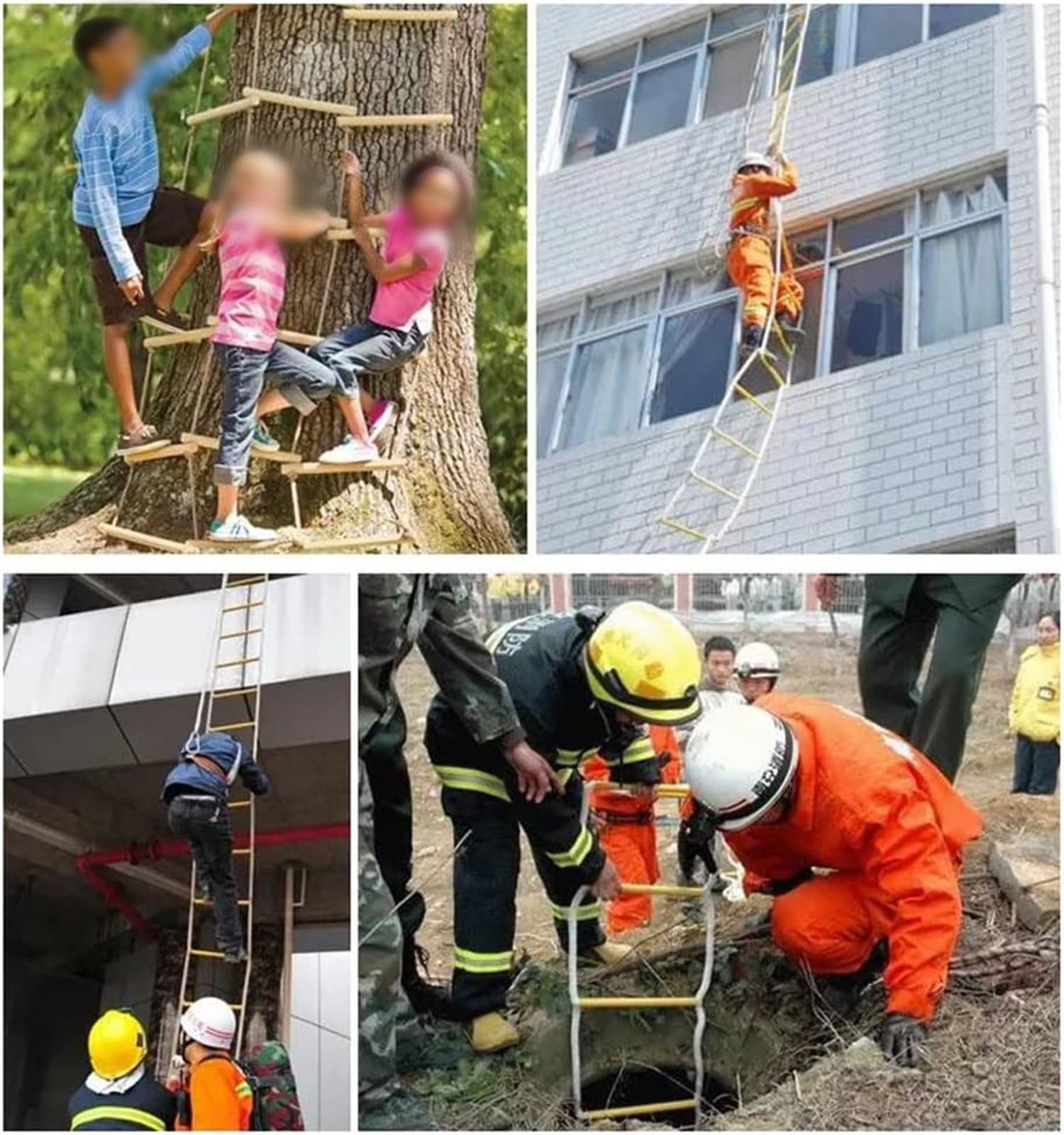 Generico Scala antincendio di Emergenza da 7,9 m (2-7 Piani) con Ganci, ignifuga, compatta, Facile da Usare e riporre, Supporta Fino a 900 kg - Ideale per la Sicurezza Domestica