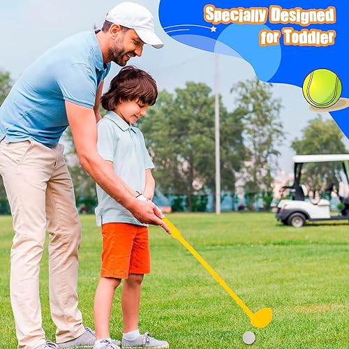Miniatura 5 de Juego de 36 piezas de golf de plástico para niños, incluye 12 palos de golf y 24 pelotas para interiores y exteriores, regalos de fiesta de