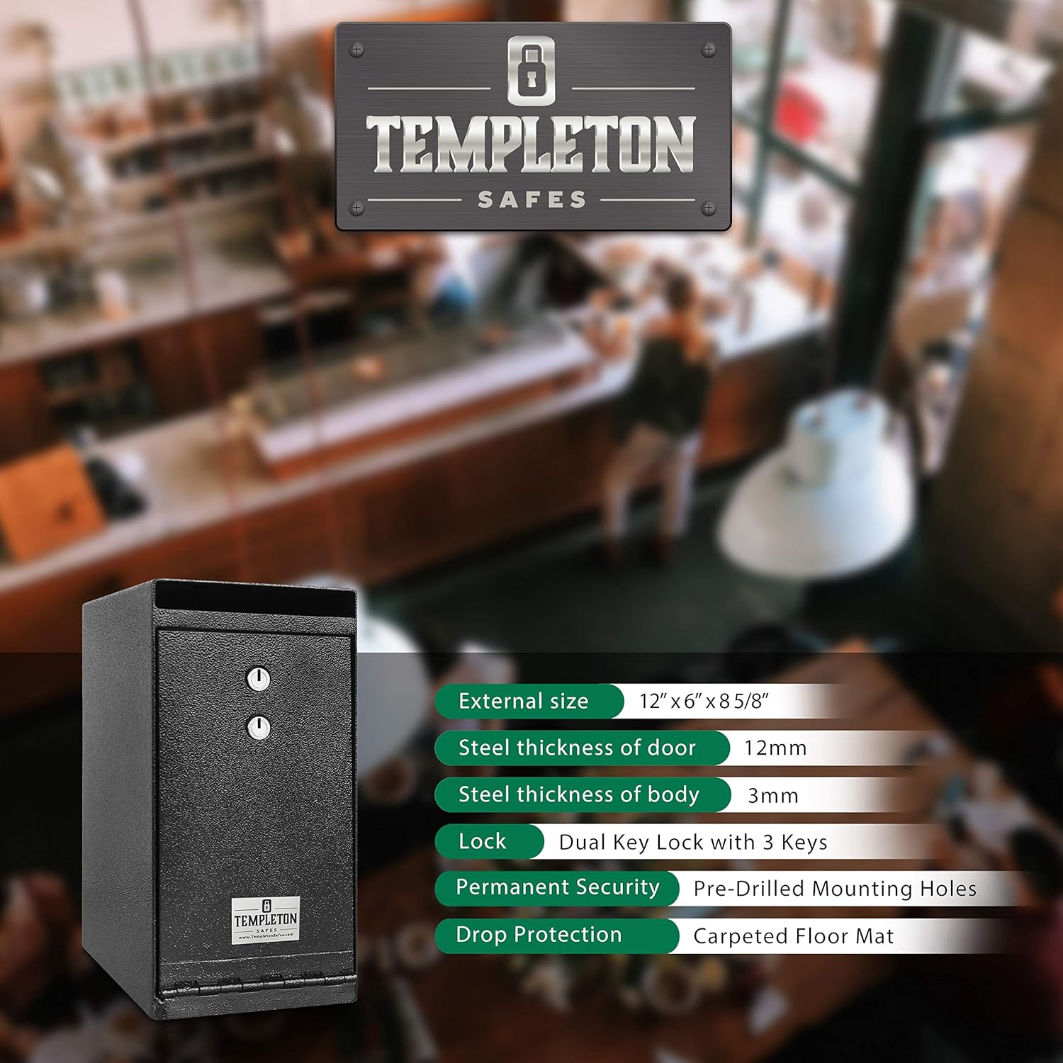 Templeton Safes Key Lock Depository Drop Safes (Two - Key)