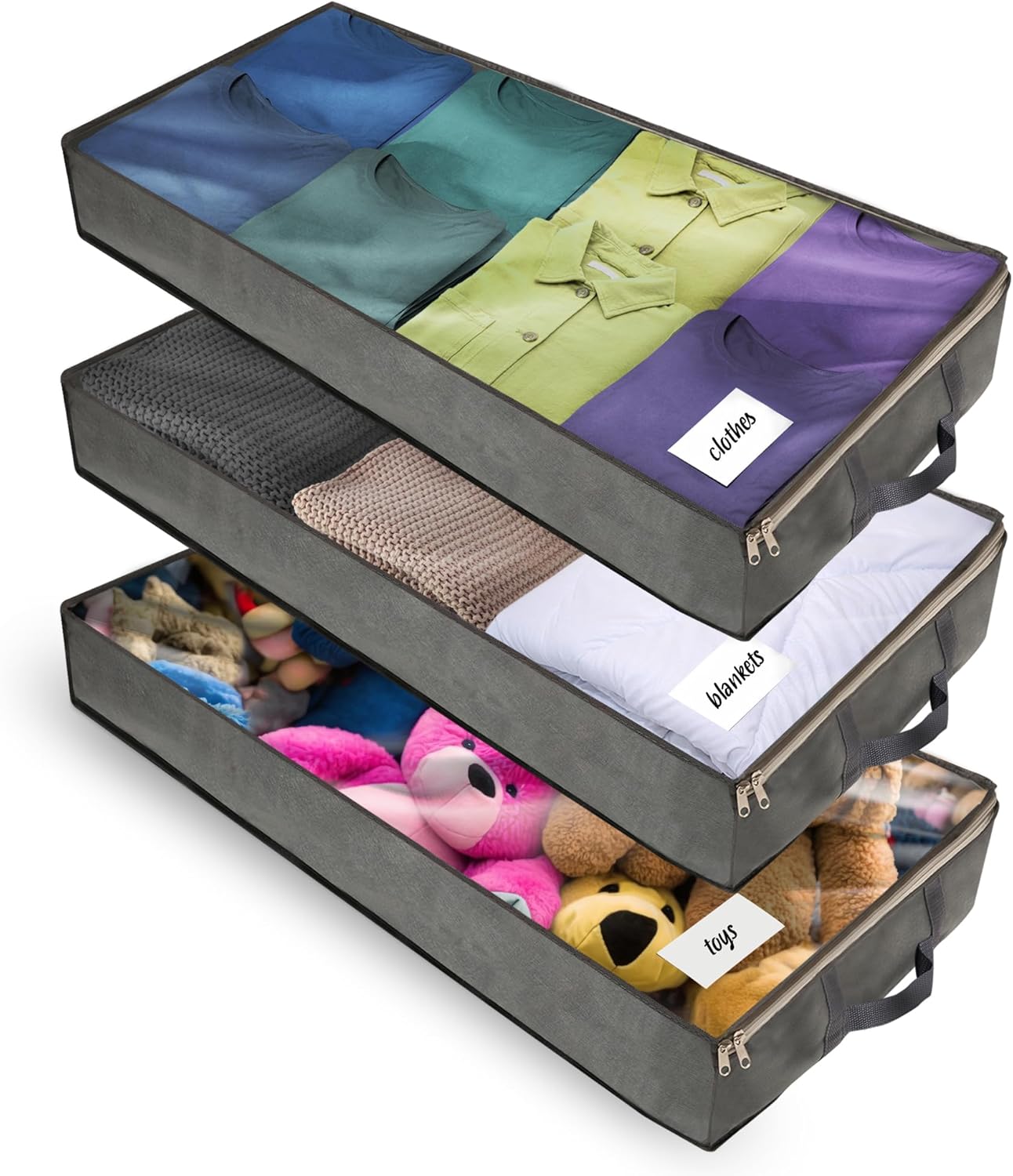 SmartCube Underbed Storage Bag 3 Large UndertheBed Storage Bins with