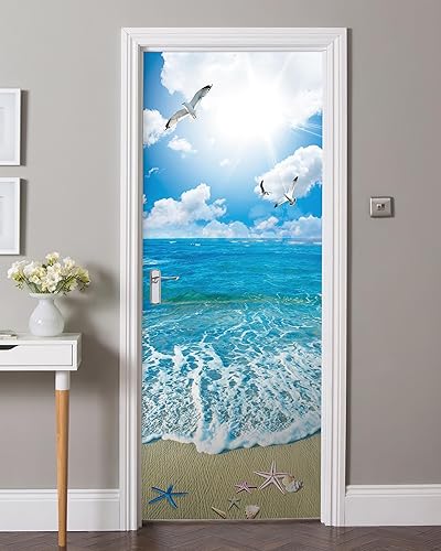 Miniatura 23 de FLFK Adhesivo Mural para Puerta - Paisajes, Desengancha y Pega, Tamaño Combinado 32"x80", Dividido en 2 Piezas