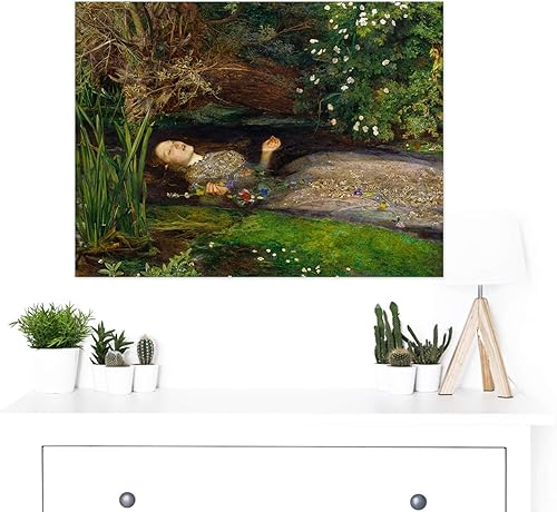 Miniatura 2 de Póster de John Everett Millais Ofelia recortado, gran arte, decoración de pared, mural premium