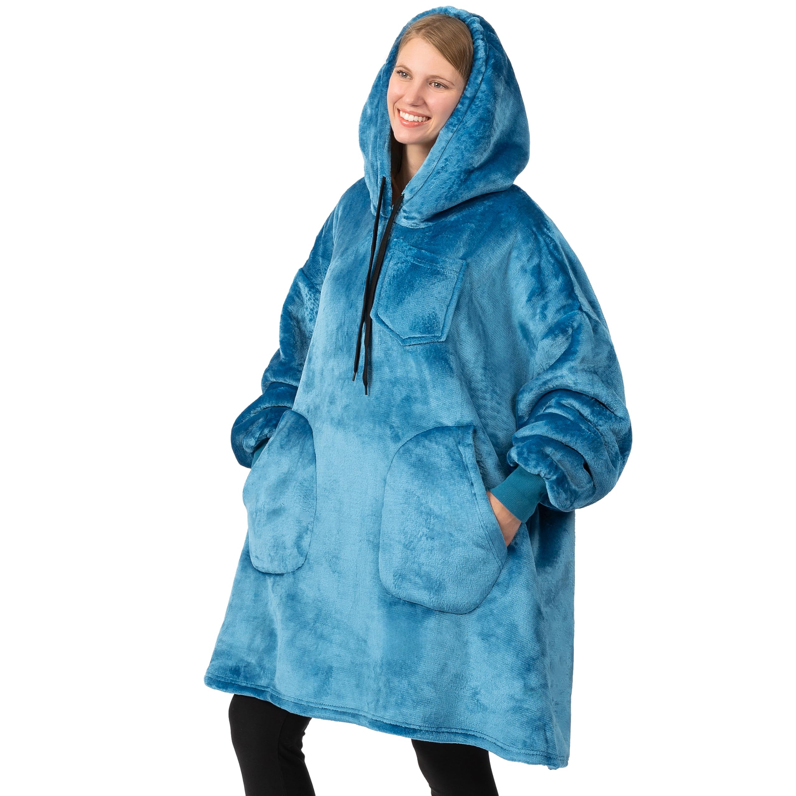 PAVILIA Blanket Hoodie for Women, Sherpa Wearable Blanket Men, Oversized Sweatshirt Blanket, Fleece Hooded Blanket Sweater