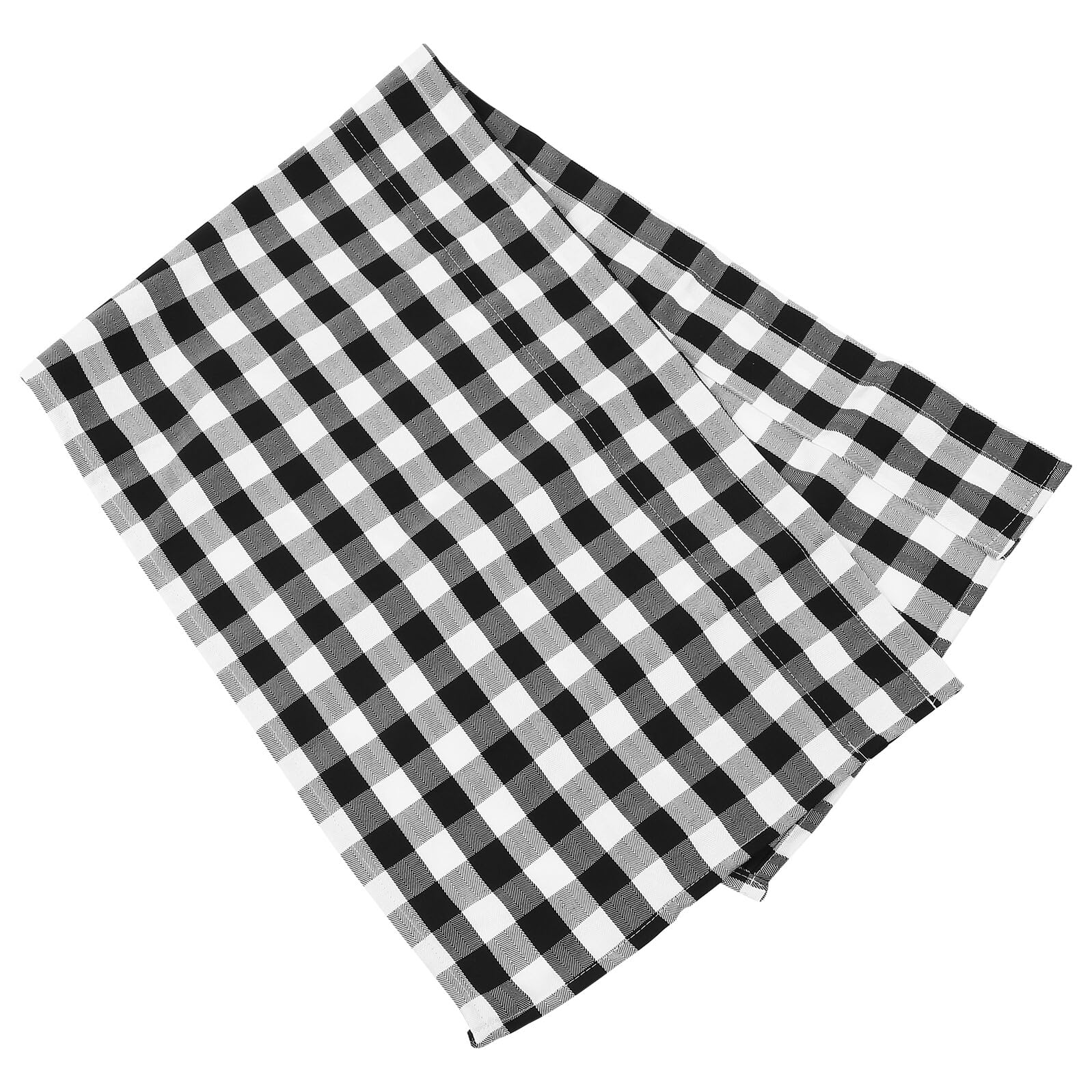 Cenefa de cortina Levemolo en poliéster negro a cuadros para decorar la ventana de cocina