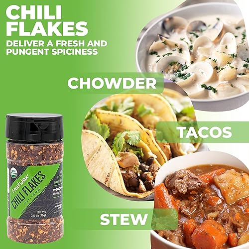 Miniatura 3 de FreshJax Copos de chile rojo ahumado orgánico (botella de 2.5 onzas) sin OMG, sin gluten, keto, paleo, sin conservantes copos de chile rojo